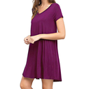 Women's Short Sleeve Tunic Dress V Neck Loose Flowy