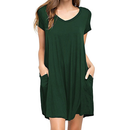 Women's Short Sleeve Tunic Dress V Neck Loose Flowy