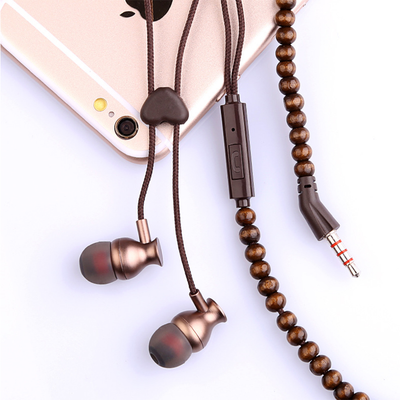 Wearable Wooden Beads Bracelet Headphone Earbuds