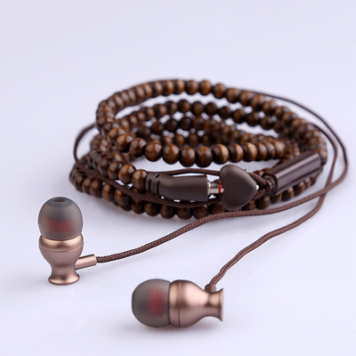 Wearable Wooden Beads Bracelet Headphone Earbuds