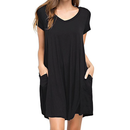 Women's Short Sleeve Tunic Dress V Neck Loose Flowy