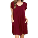 Women's Short Sleeve Tunic Dress V Neck Loose Flowy